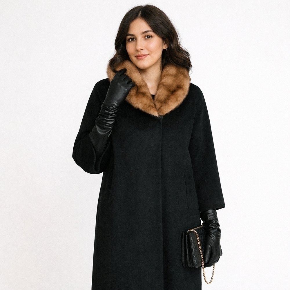 Vintage 50s Hand Tailored Wool and Mink Swing Coat